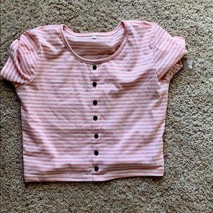 pink and white striped crop top